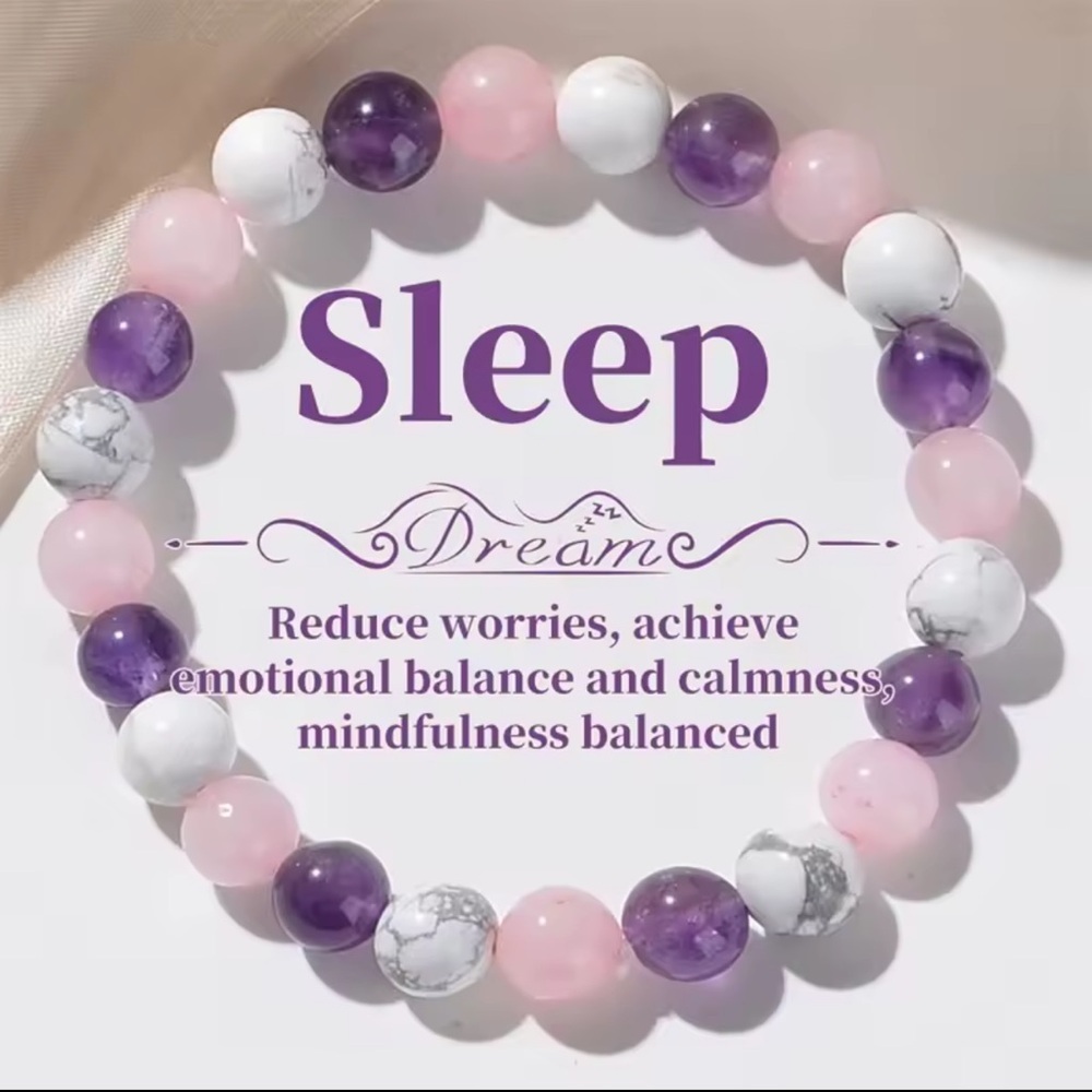 Aura Balancing Sleep Bracelet –Natural Stone | White Turquoise, Amethyst & Rose
